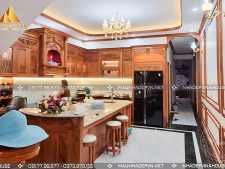 Thực tế phòng bếp ăn gỗ đỏ
