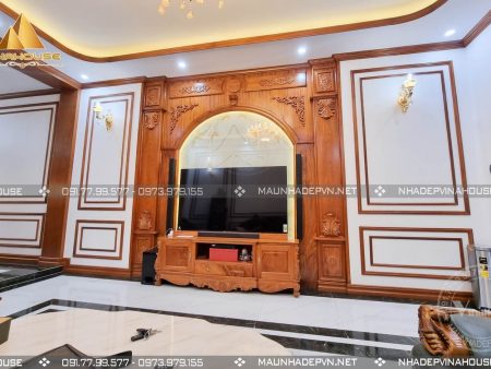 Thực tế nội thất phòng khách gỗ tự nhiên