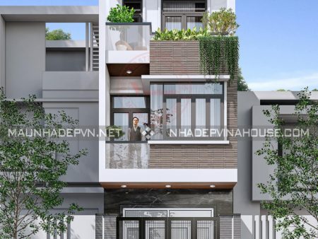 Thiết kế nhà phố hiện đại 3 tầng 4 mặt tiền tại thành phố Biên Hòa