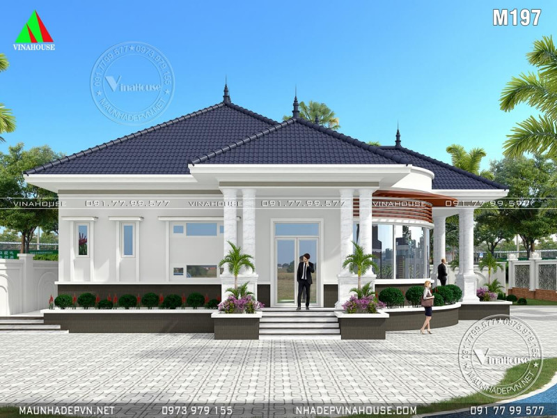 Mẫu thiết kế Nhà vườn cấp 4 mái thái 3 phòng ngủ ở Bình Phước 