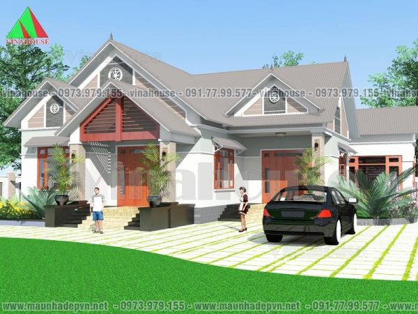 Thiết kế nhà mái Thái có 4 phòng ngủ đẹp tại Maunhadepvn