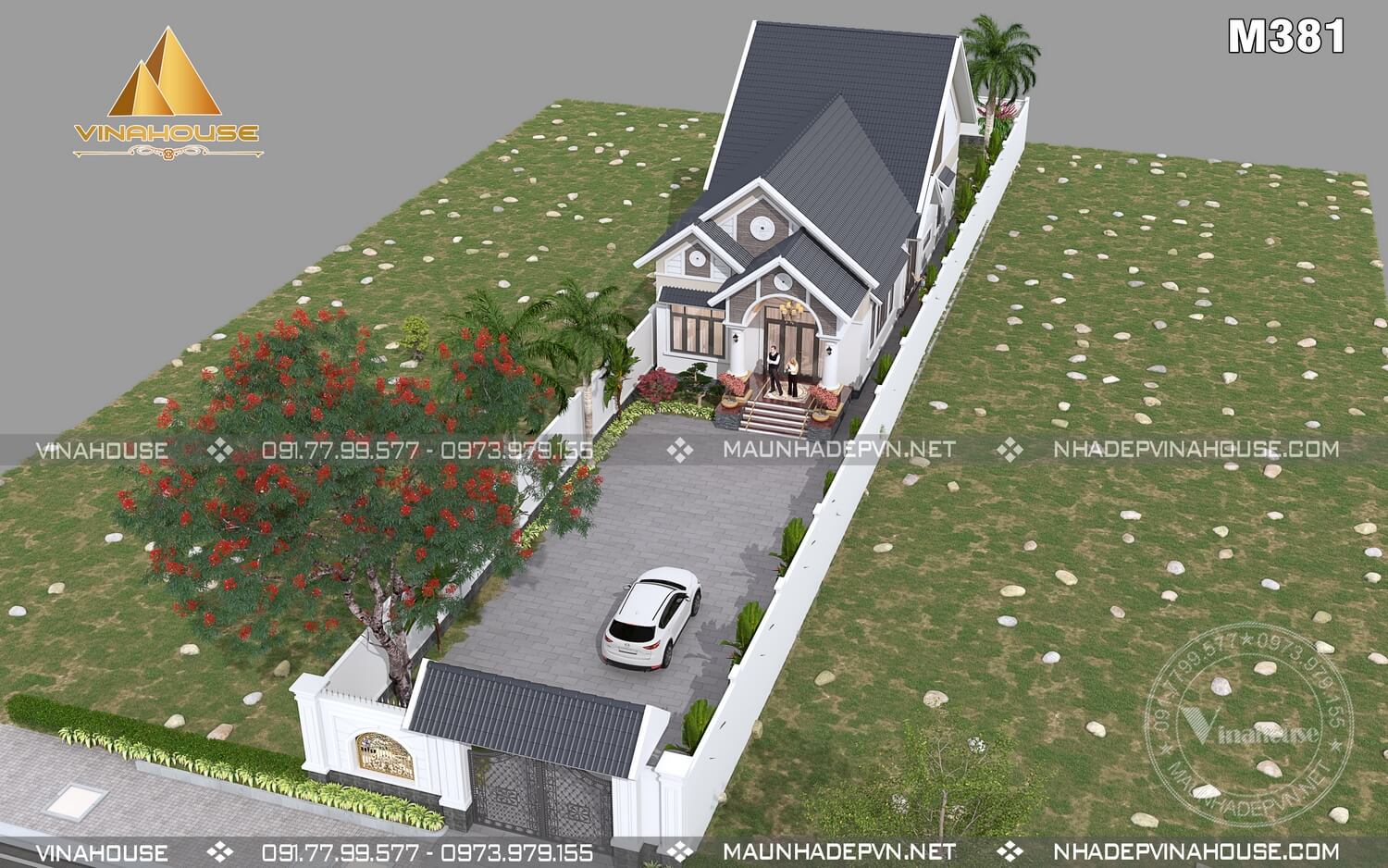 Bản vẽ 3D toàn cảnh không gian ngôi nhà
