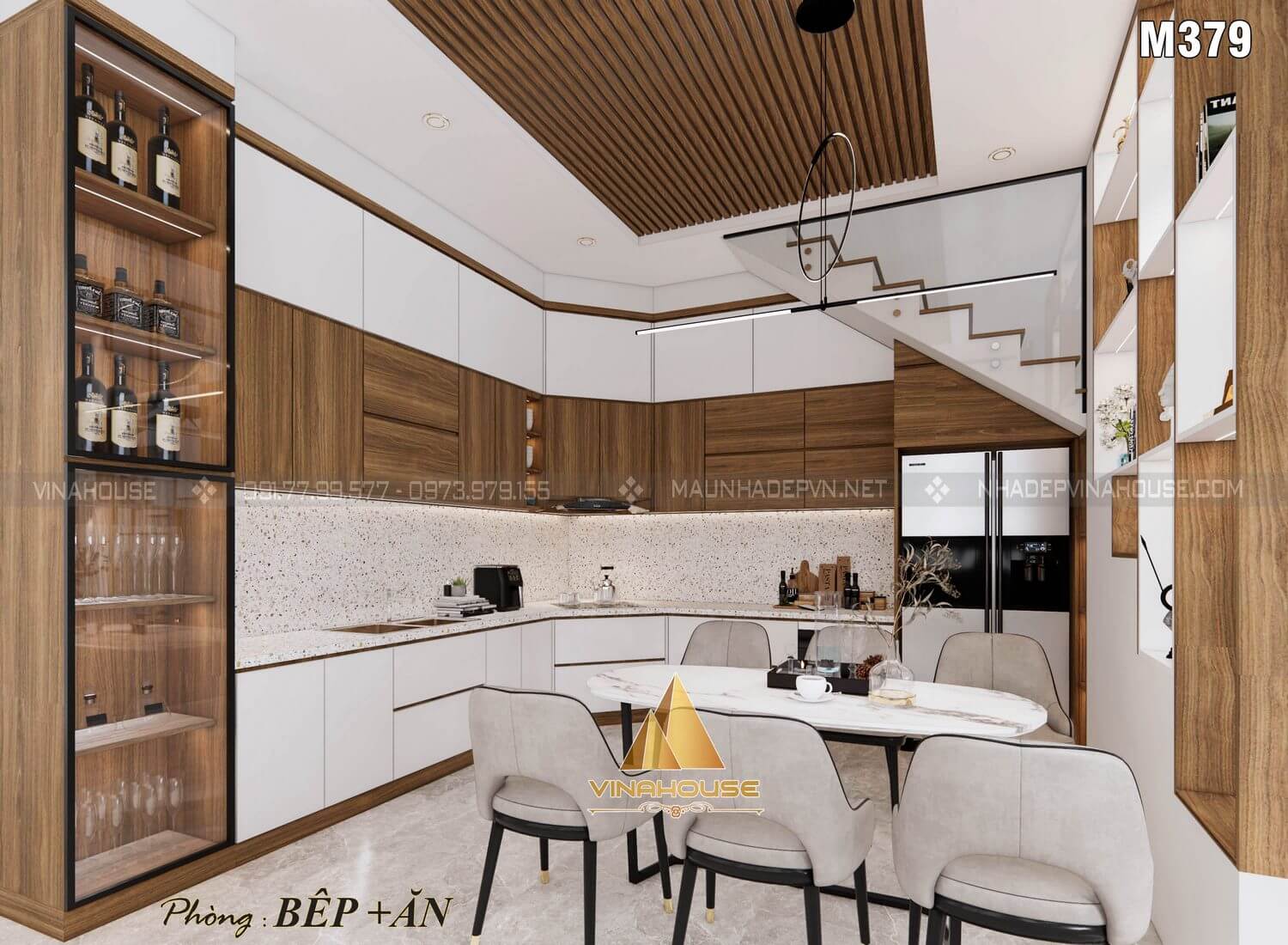 Phòng bếp kết hợp với bàn ăn