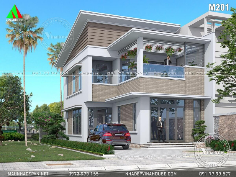 Mẫu thiết kế nhà phố mái lệch hiện đại