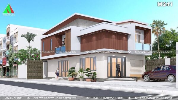 Thiết kế nhà ống gác lửng mái lệch độc đáo