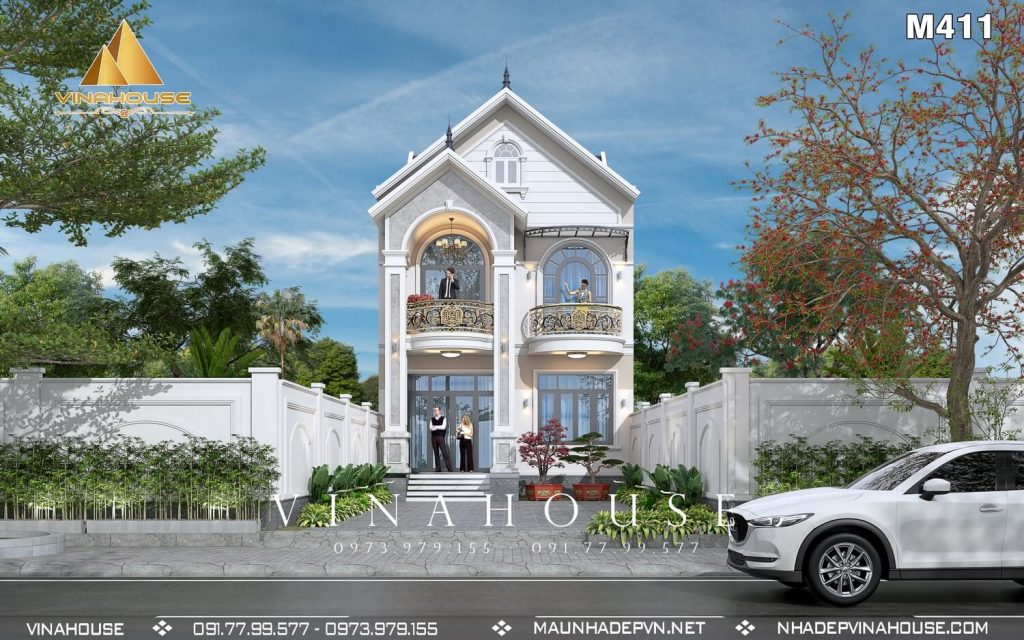 Biệt thự 2 tầng mái thái tân cổ điển M411
