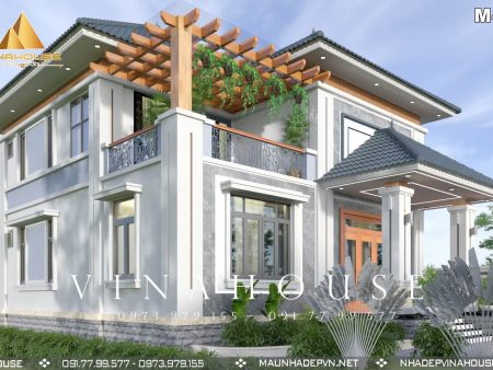 Mẫu nhà gác lửng mái nhật đẹp M412