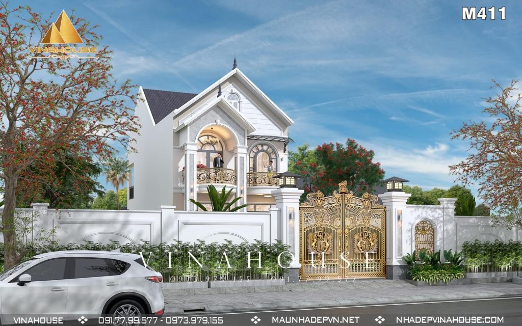 Biệt thự 2 tầng mái thái tân cổ điển M411