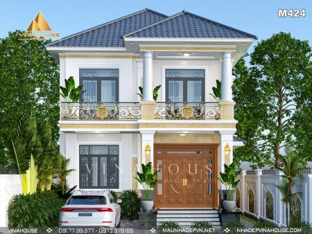 Thiết kế biệt thự vườn mái nhật 2 tầng ở Nhơn Trạch M424