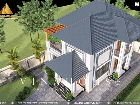 Mẫu nhà gác lửng mái nhật đẹp M412