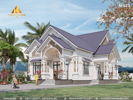 Thiết kế nhà cấp 4 mái thái tân cổ điển M425