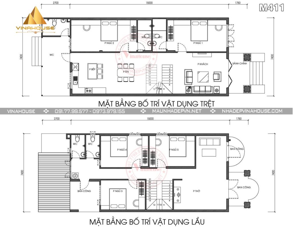 Mặt bằng thiết kế nhà 2 tầng
