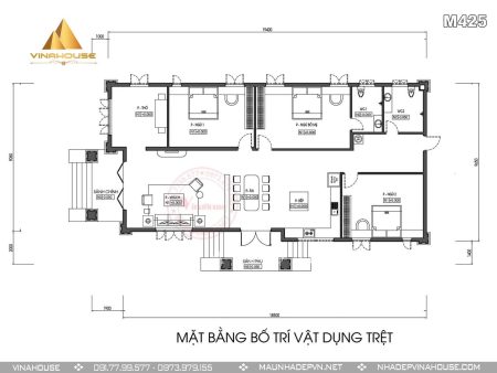 Mặt bằng thiết kế nhà cấp 4 ở Lagi M425