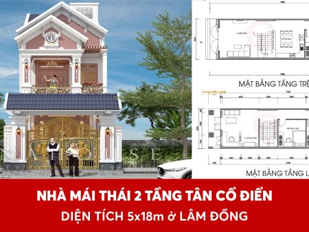 Khám phá ngôi nhà 2 tầng mái thái tân cổ điển đẹp ở Lâm Đồng