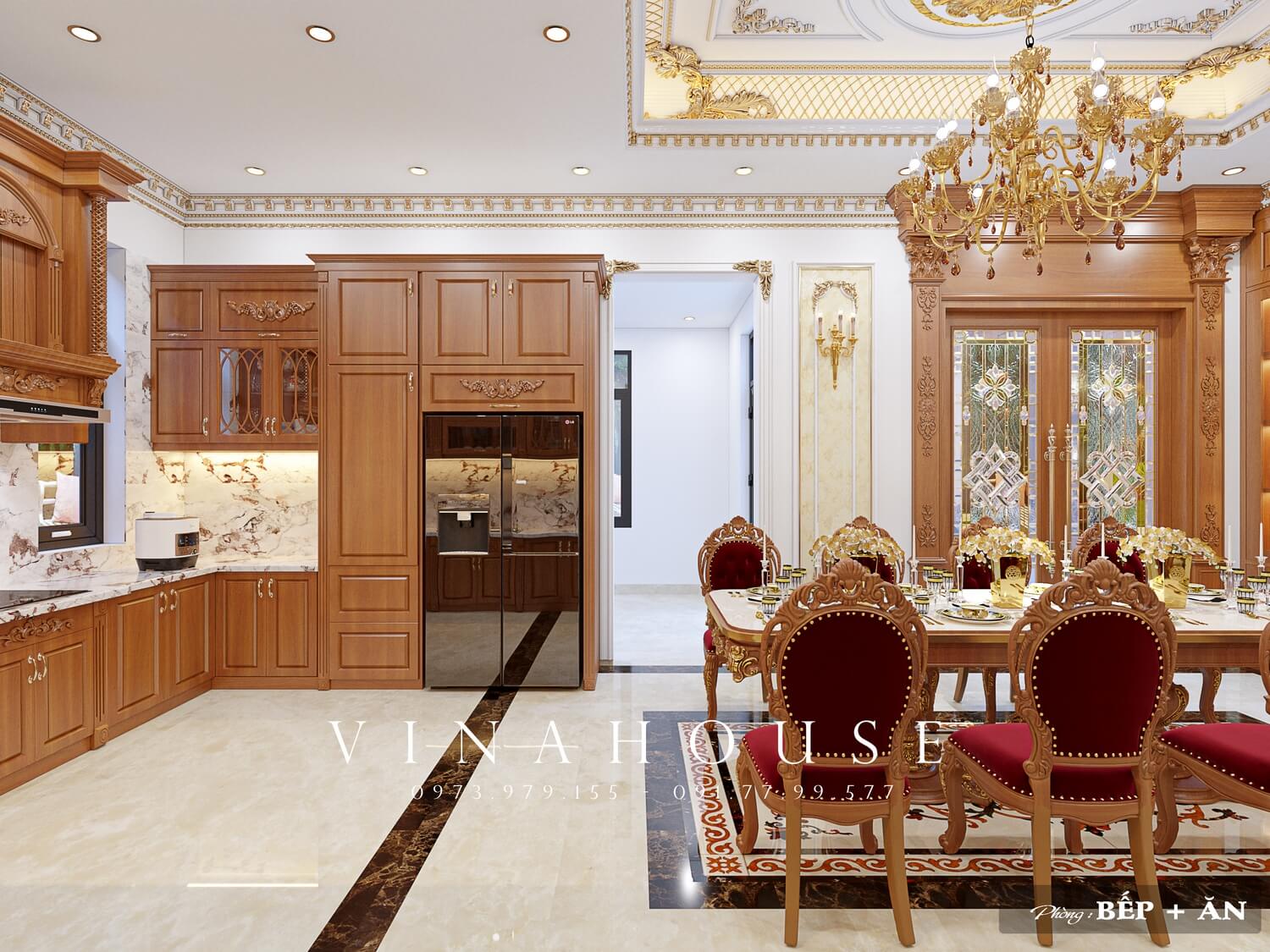 Thiết kế nội thất phòng bếp ăn tân cổ điển Thiết kế nội thất phòng bếp ăn tân cổ điển