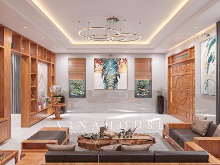Nội thất phòng khách gỗ tự nhiên hiện đại