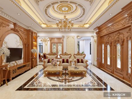 Thiết kế nội thất phòng khách tân cổ điển