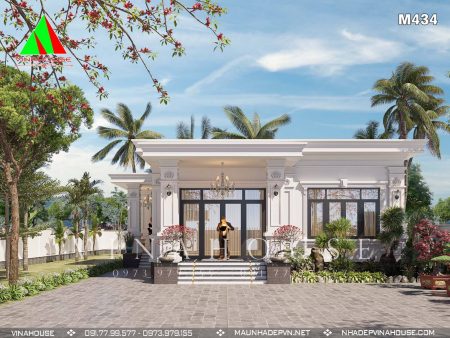 Phối cảnh 3D nhà cấp 4 mái bằng tân cổ điển ở Tiền Giang M434