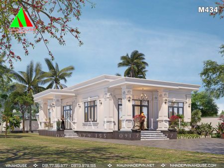 Nhà cấp 4 mái bằng tân cổ điển 220m2 ở Tiền Giang M434