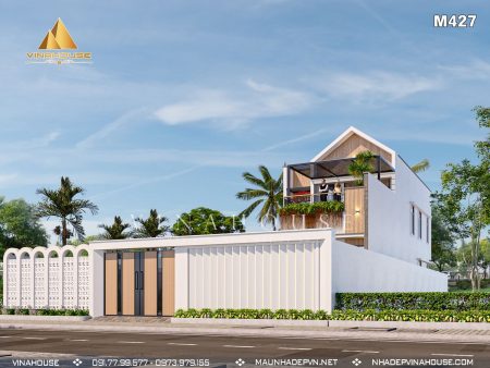 Nhà gác lửng hiện đại mặt tiền 7m có ban công