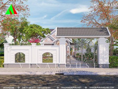 Phối cảnh 3D nhà cấp 4 mái thái đẹp 3 phòng ngủ 8x17 ở Đắk Lắk M433