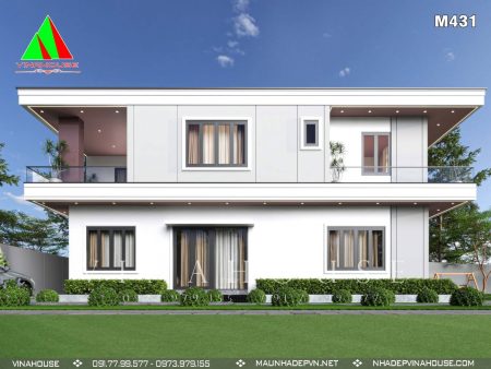 Biệt thự hiện đại mái bằng phòng khách thông tầng