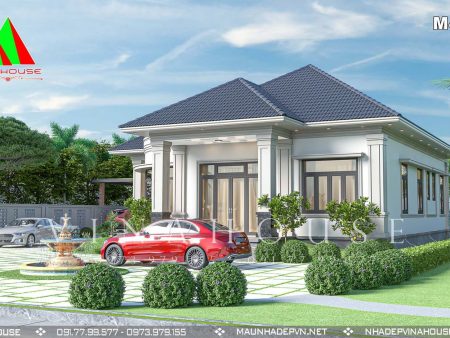 Phối cảnh 3D nhà cấp 4 mái nhật 3 phòng ngủ ở Củ Chi M436