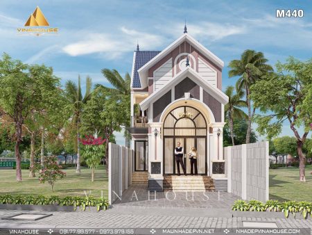 Phối cảnh 3D nhà cấp 4 có gác lửng 3 phòng ngủ mái thái 6x18 M440