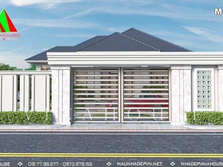 Phối cảnh 3D nhà cấp 4 mái nhật 3 phòng ngủ ở Củ Chi M436