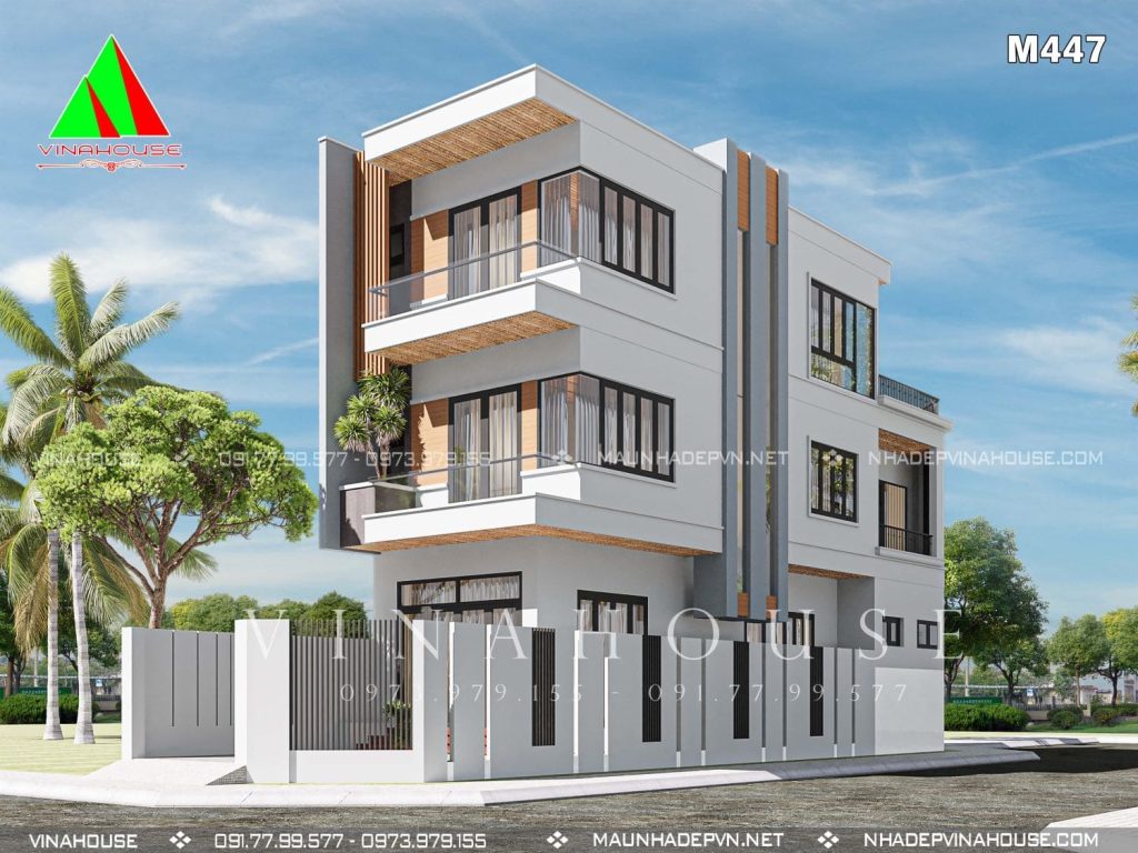 Phối cảnh 3D nhà phố lô góc 3 tầng hiện đại 5x17 ở Tân Bình