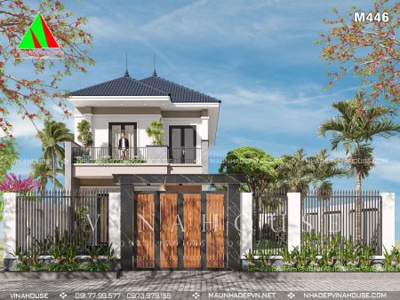 Phối cảnh 3D nhà 2 tầng  mái Nhật tại Thủ Dầu Một M446