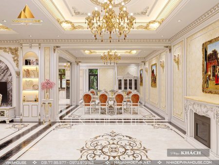 Thiết kế nội thất phòng khách tân cổ điển