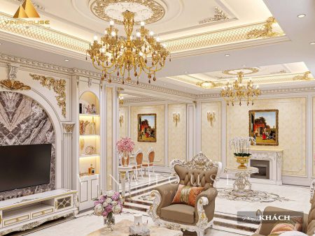 Thiết kế nội thất phòng khách tân cổ điển