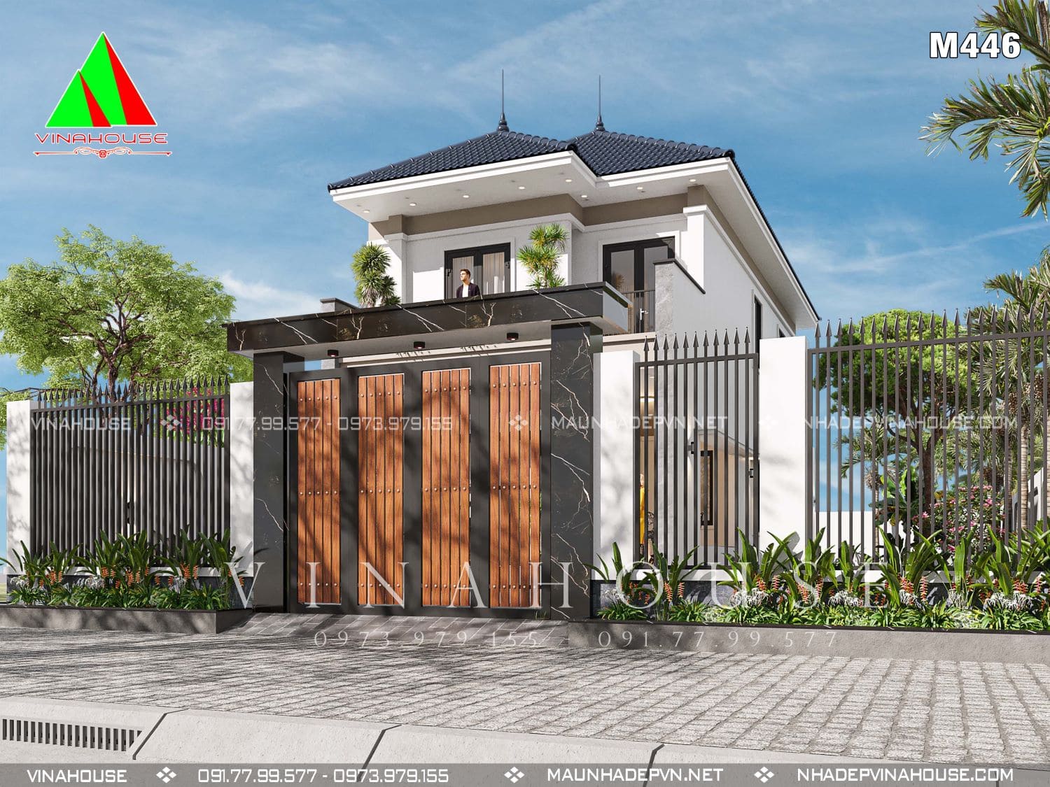 phoi-canh-biet-thu-mai-nhat Phối cảnh 3D nhà 2 tầng  mái Nhật tại Thủ Dầu Một M446