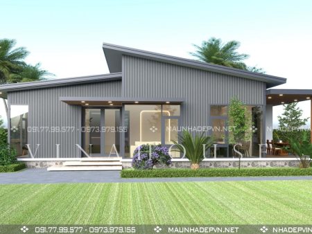 Phối cảnh 3D nhà thép tiền chế cấp 4 3 phòng ngủ M456