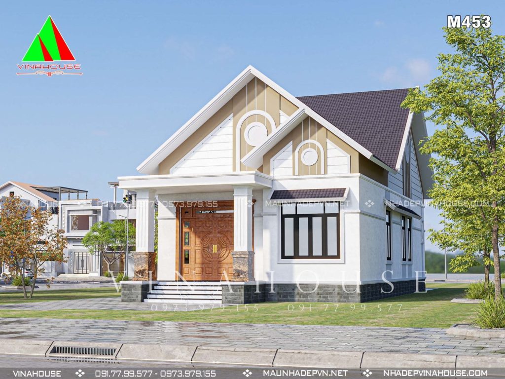 Phối cảnh 3D nhà cấp 4 mái Thái 3 phòng ngủ ở Thanh Hóa M453
