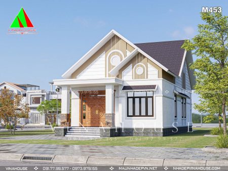 Phối cảnh 3D nhà cấp 4 mái Thái 3 phòng ngủ ở Thanh Hóa M453