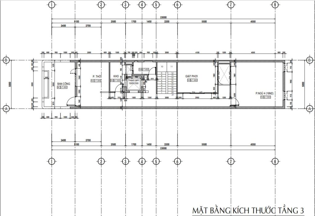 Mặt bằng tầng 2 bao gồm diện tích sàn nhà và ban công.