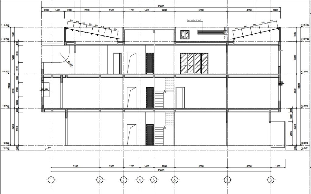 Ta có thể dựa vào mặt cắt ngôi nhà để biết ban công hay phần sân có mái che hay là không