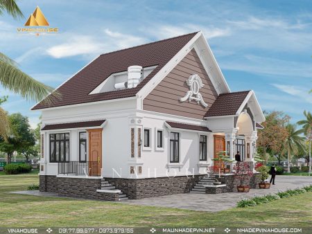 Phối cảnh 3D biệt thự vườn 1 tầng mái thái anh Luân ở Cái Nước Cà Mau M452
