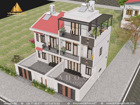 Phối cảnh 3D nhà 2 tầng - nhà 3 tầng liền kề ở Phước Tân, Biên Hòa M462
