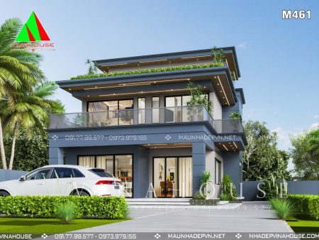 Phối cảnh 3D biệt thự hiện đại 3 tầng tại Phù Cừ, Hưng Yên M461