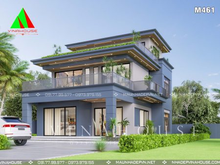 Phối cảnh 3D biệt thự hiện đại 3 tầng tại Phù Cừ, Hưng Yên M461