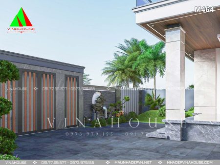 Phối cảnh 3D biệt thự mái nhật 2 tầng tại Yên Thành - Nghệ An M464