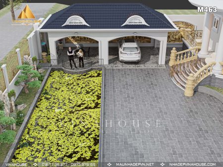 Phối cảnh 3D nhà vườn tân cổ điển Châu Thành - Bến Tre M463