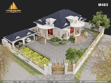 Phối cảnh 3D nhà vườn tân cổ điển Châu Thành - Bến Tre M463