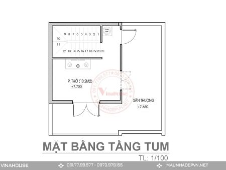 Mặt bằng tầng 3 (Nhà 3 tầng)