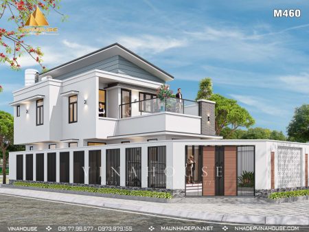 Phối cảnh 3D nhà gác lửng hiện đại M460 tại Quảng Ngãi