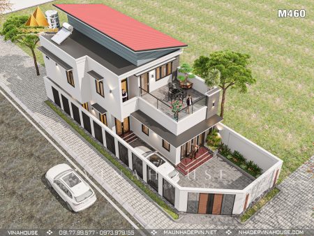 Phối cảnh 3D nhà gác lửng hiện đại M460 tại Quảng Ngãi