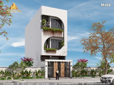 Phối cảnh 3D nhà 3 tầng hiện đại tại Trảng Bom, Đồng Nai M466